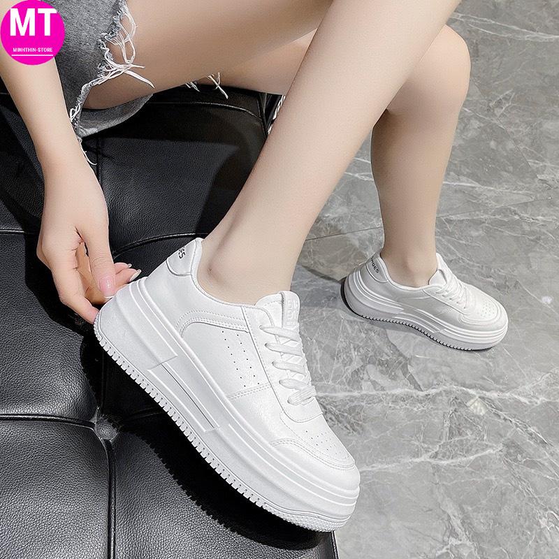 Giày thể thao đế độn nữ full trắng 2022 , giày sneaker nữ trắng full trắng G29