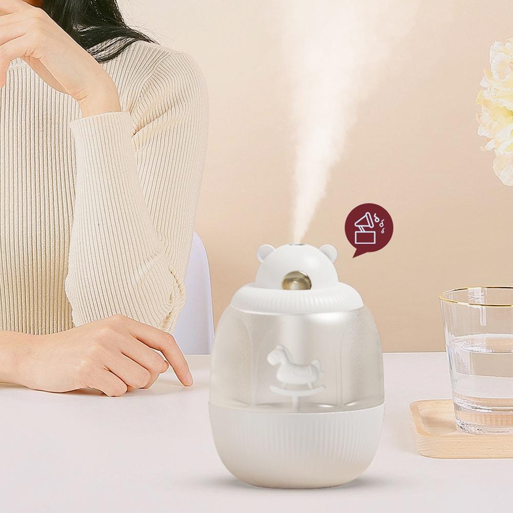 3 In 1 Ultrasonic Air Humidifier With Carousel Music Box Diffuser Mist Maker 320ml