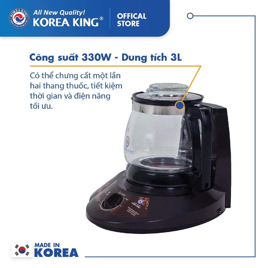 Siêu sắc thuốc bắc bằng Điện Tự động Korea King KMP-7000G 3Lit (Mã Cũ KMDP-7000M) [Hàng chính hãng]