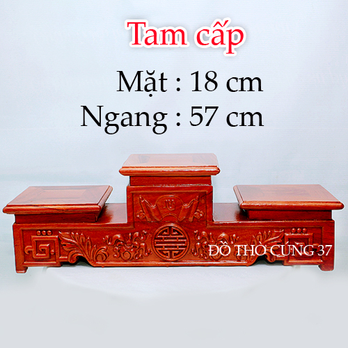 [ Mặt 18 cm , 20 cm ] Tam Cấp Gỗ Gõ - Kê 3 Bát Hương thờ