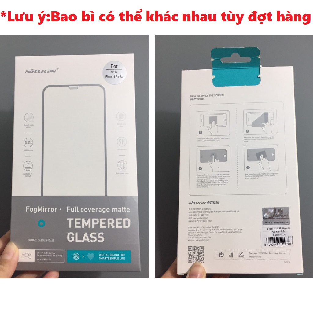 Cường lực full màn hình phủ Matte chống bám vân tay cho iP 13 Pro Max / 14 plus Nillkin FogMirror - Hàng chính hãng