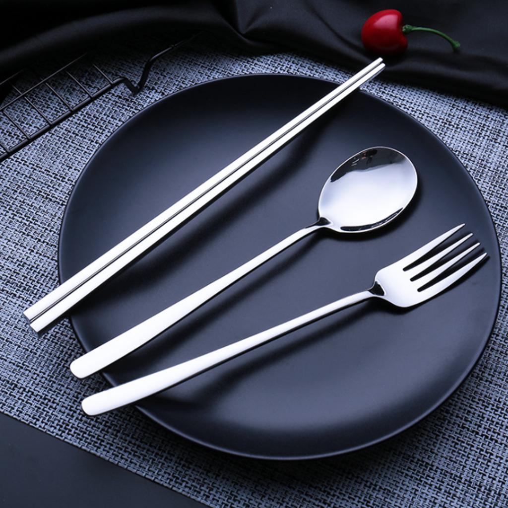 Stainless Steel Flatware Chopsticks Fork Spoon Set, Travel Cutlery Set