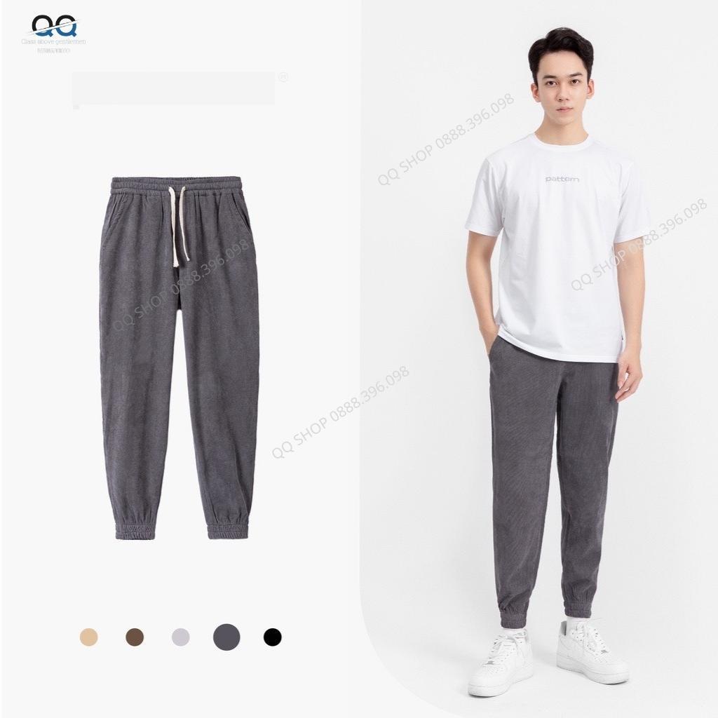 Quần jogger nam thể thao ống rộng chất nhung tăm unisex dày dặn phong cách QQ SHOP