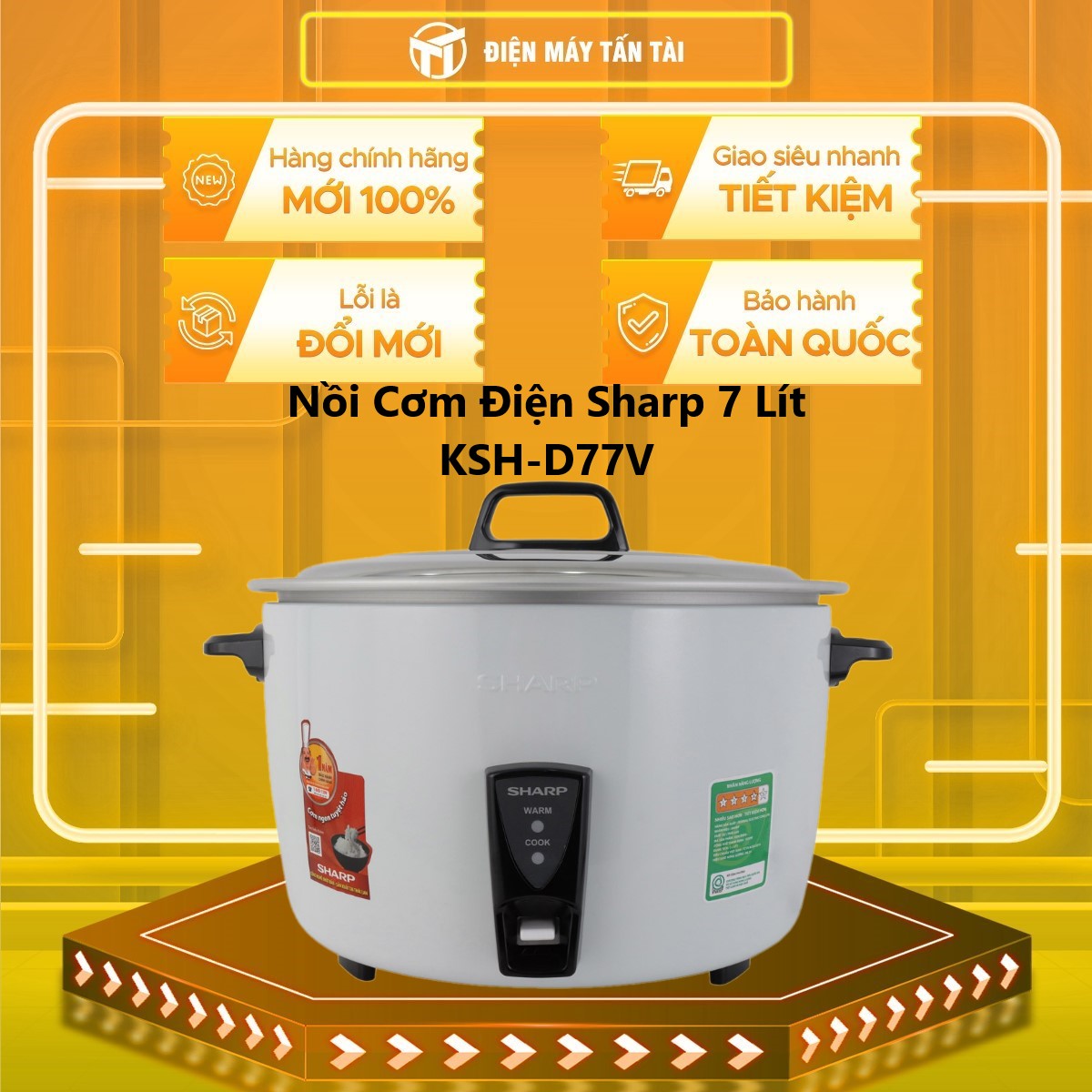 Nồi Cơm Điện Nắp Rời Sharp KSH-D77V (7L) - Hàng chính hãng