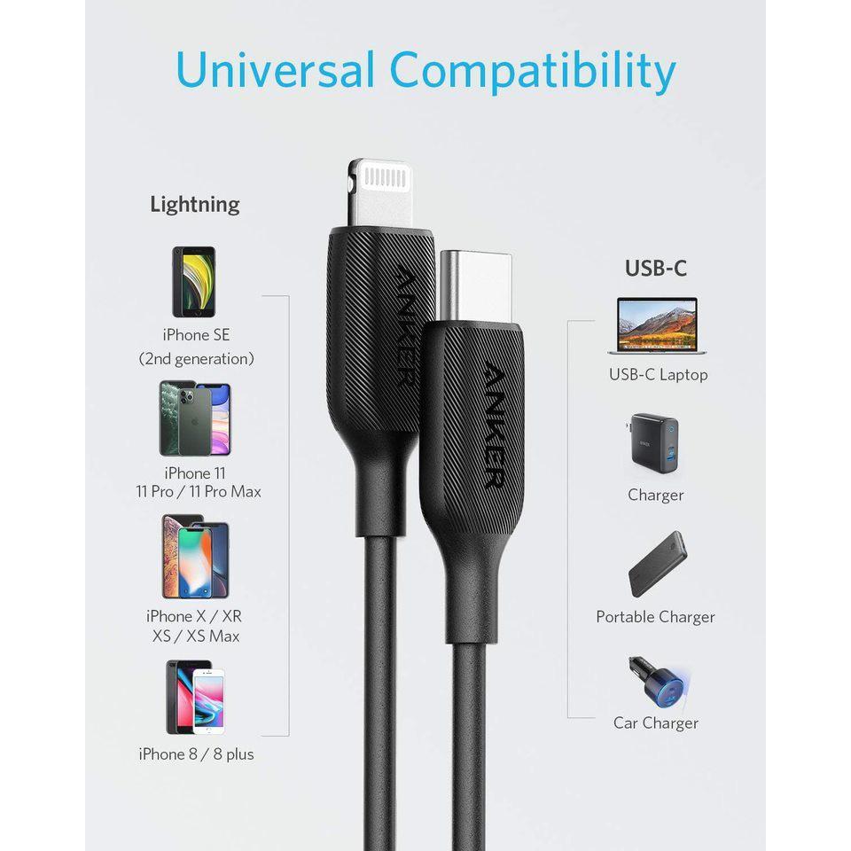 Dây Cáp Anker PowerLine III USB-C to Lightning, 0.9m - A8832 - Hàng Chính Hãng
