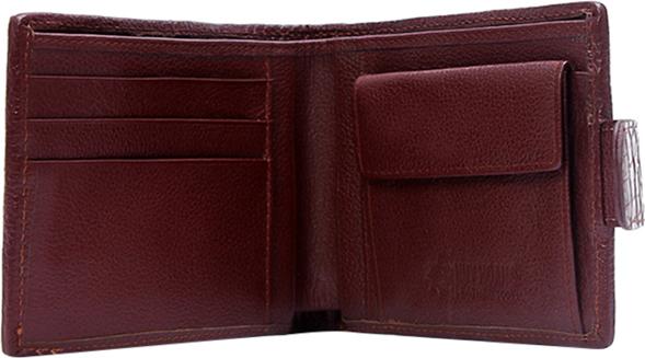 Ví Nam Da Cá Sấu Nút Bấm Huy Hoàng HT2217 (12.5 x 10 cm) - Nâu Đỏ