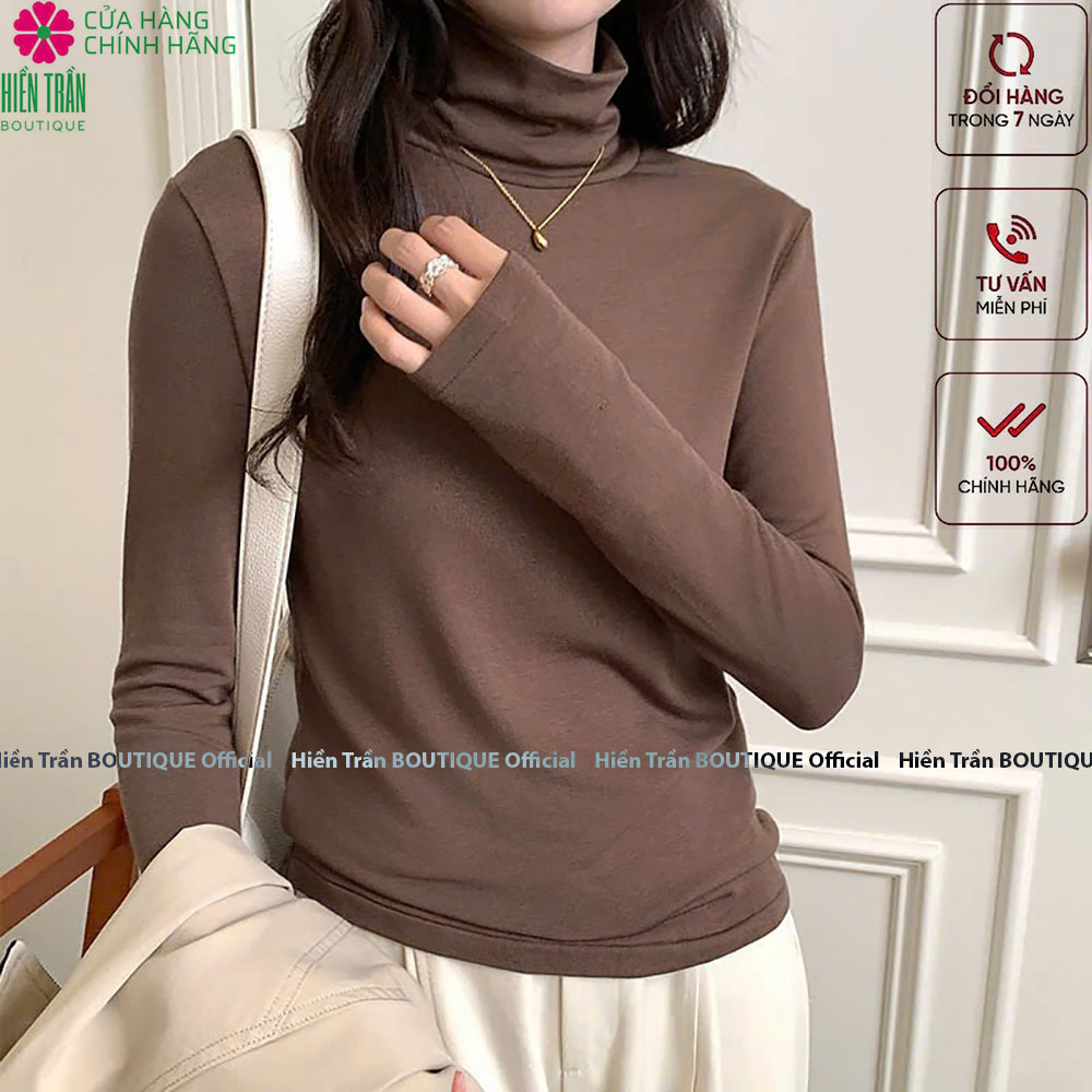 Áo giữ nhiệt nữ cổ cao có lót lông Hiền Trần BOUTIQUE siêu mềm, co giãn 4 chiều A7