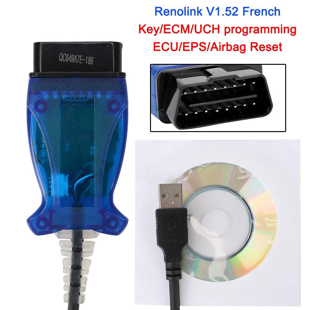 Cáp chẩn đoán lỗi ô tô OBD2 UCH kết nối USB cho Renault Key ECU Reset Reset Reset Reset Link V1.52 Key