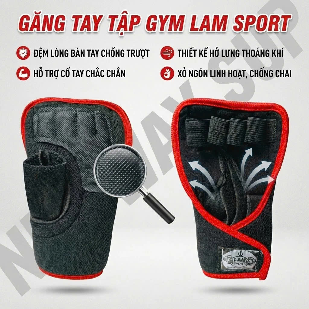 Bao găng tay tập gym kết hợp quấn bảo vệ cổ tay SIZE M 18-20cm - Hàng chính hãng SPORT GĂNG TAY THỂ HÌNH CÓ DÂY CUỐN CỔ TAY