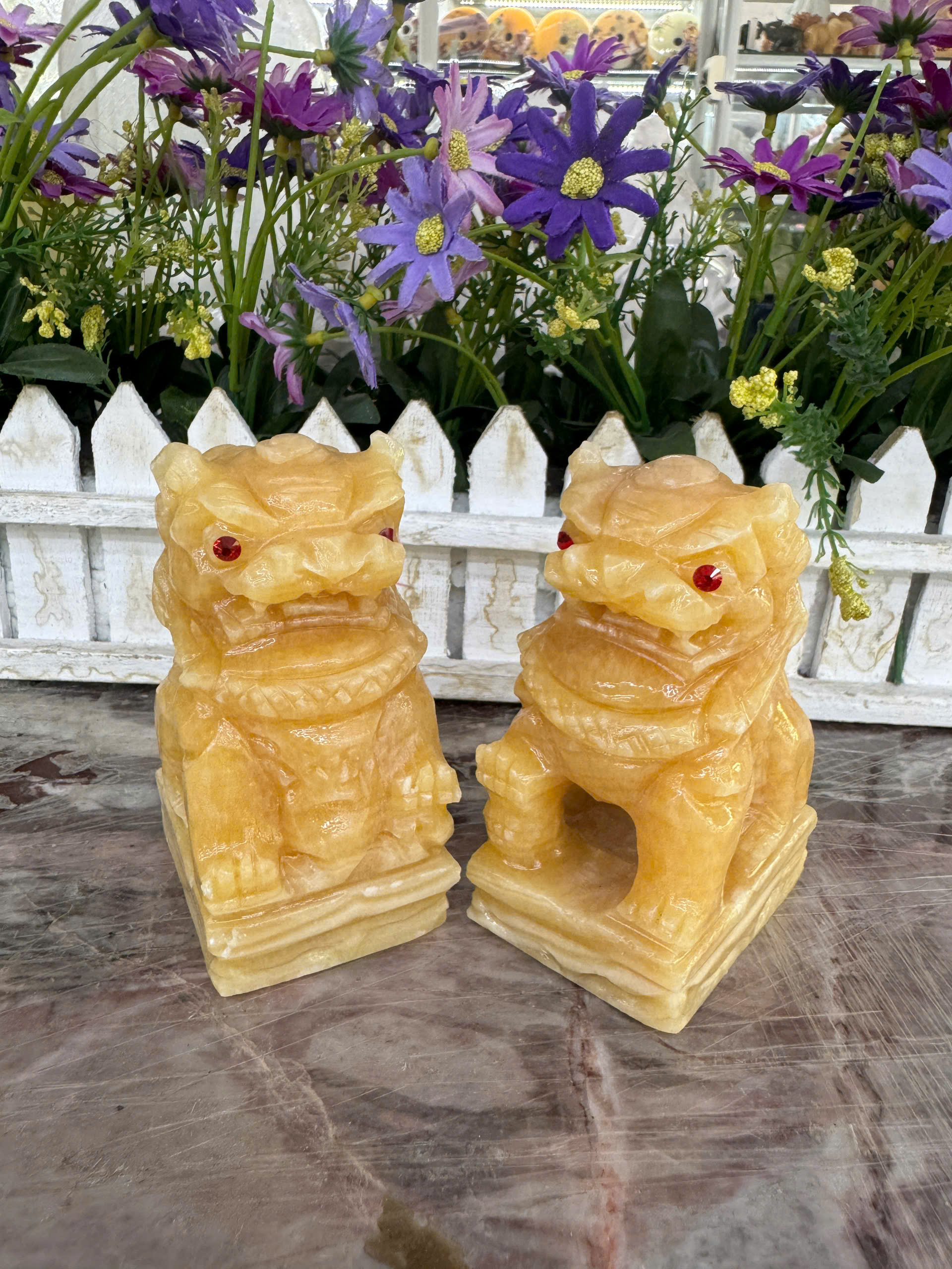 Cặp tượng Kỳ Lân phong thủy đá ngọc - Cao 10 cm