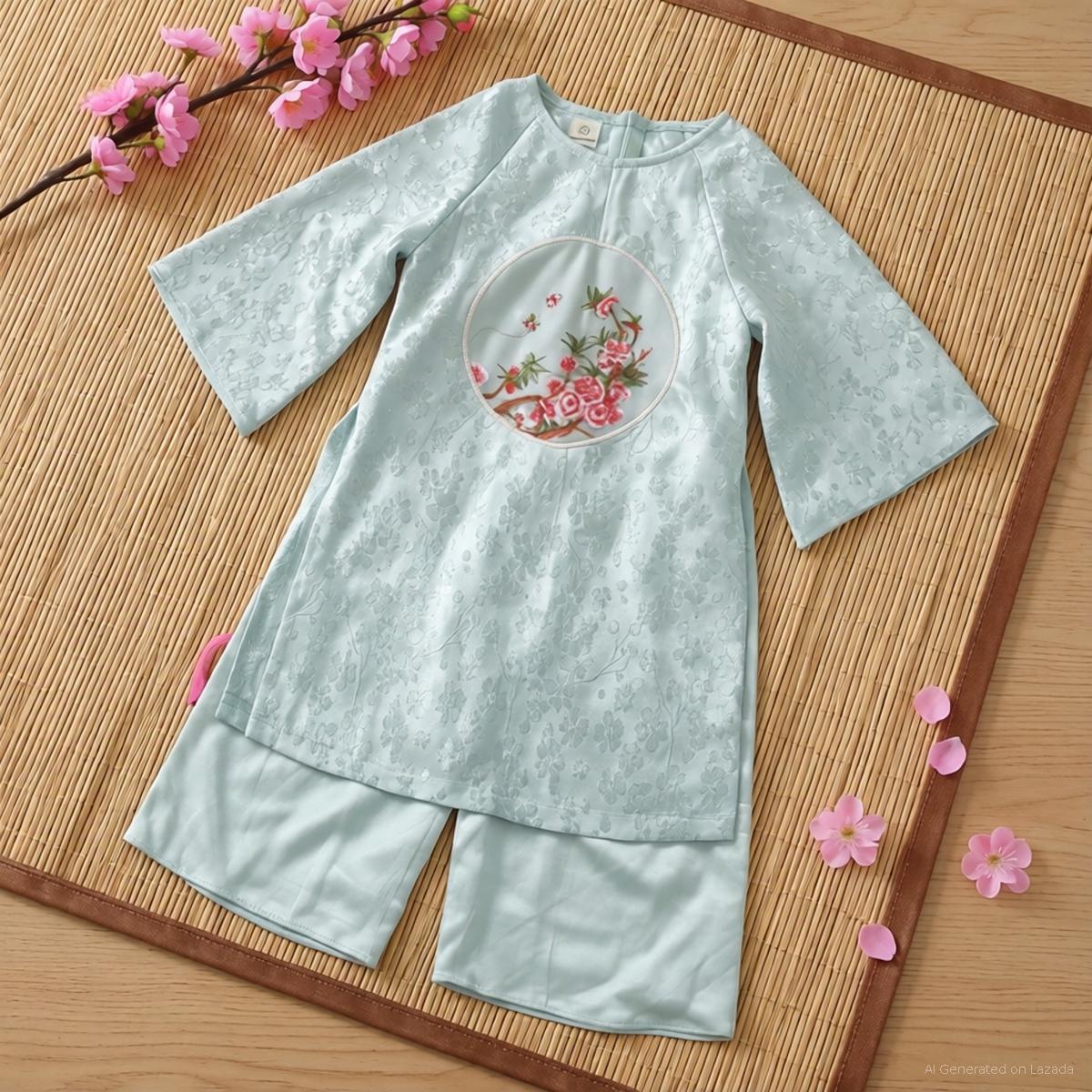 Áo dài bé 3-4 tuổi (12-16kg) hàng thanh lý/secondhand new 90% (hồng/xanh)