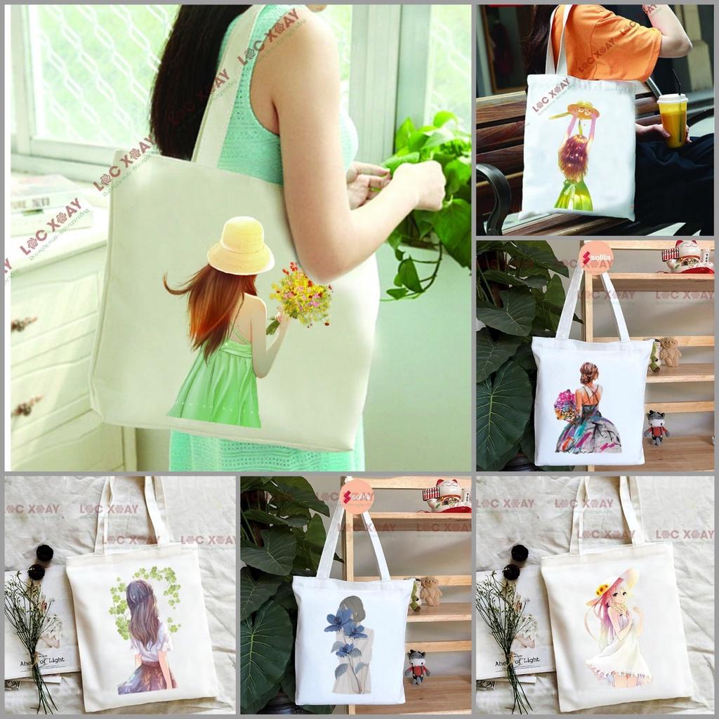 Túi tote túi vải canvas phong cách Hàn quốc có khóa miệng ngăn phụ bên trong thời trang ulzzang chất đẹp đựng laptop