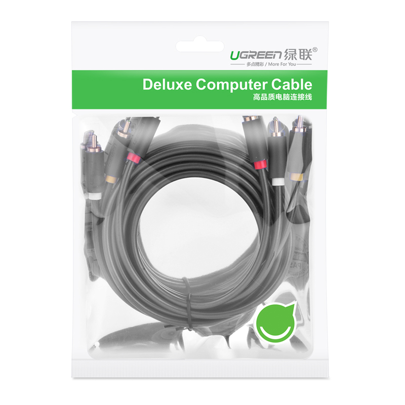 Cáp AV hoa sen 3 đầu RCA dài 5m Ugreen AV105 10527 Hàng chính hãng