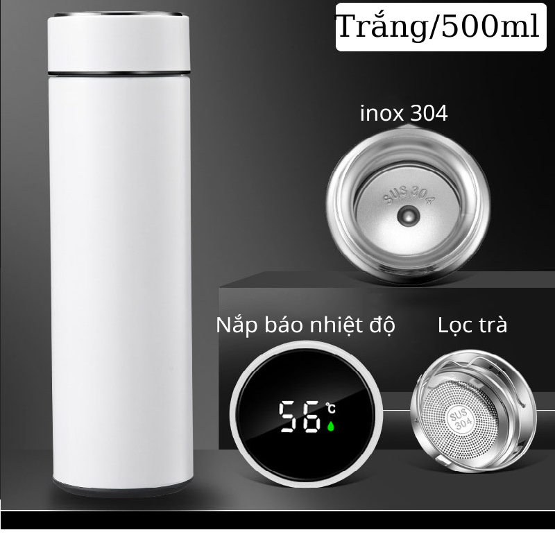 BÌNH NƯỚC GIỮ NHIỆT 500ML HIỂN THỊ NHIỆT ĐỘ VỚI NHIỀU MÀU SẮC VINTAGE-HT