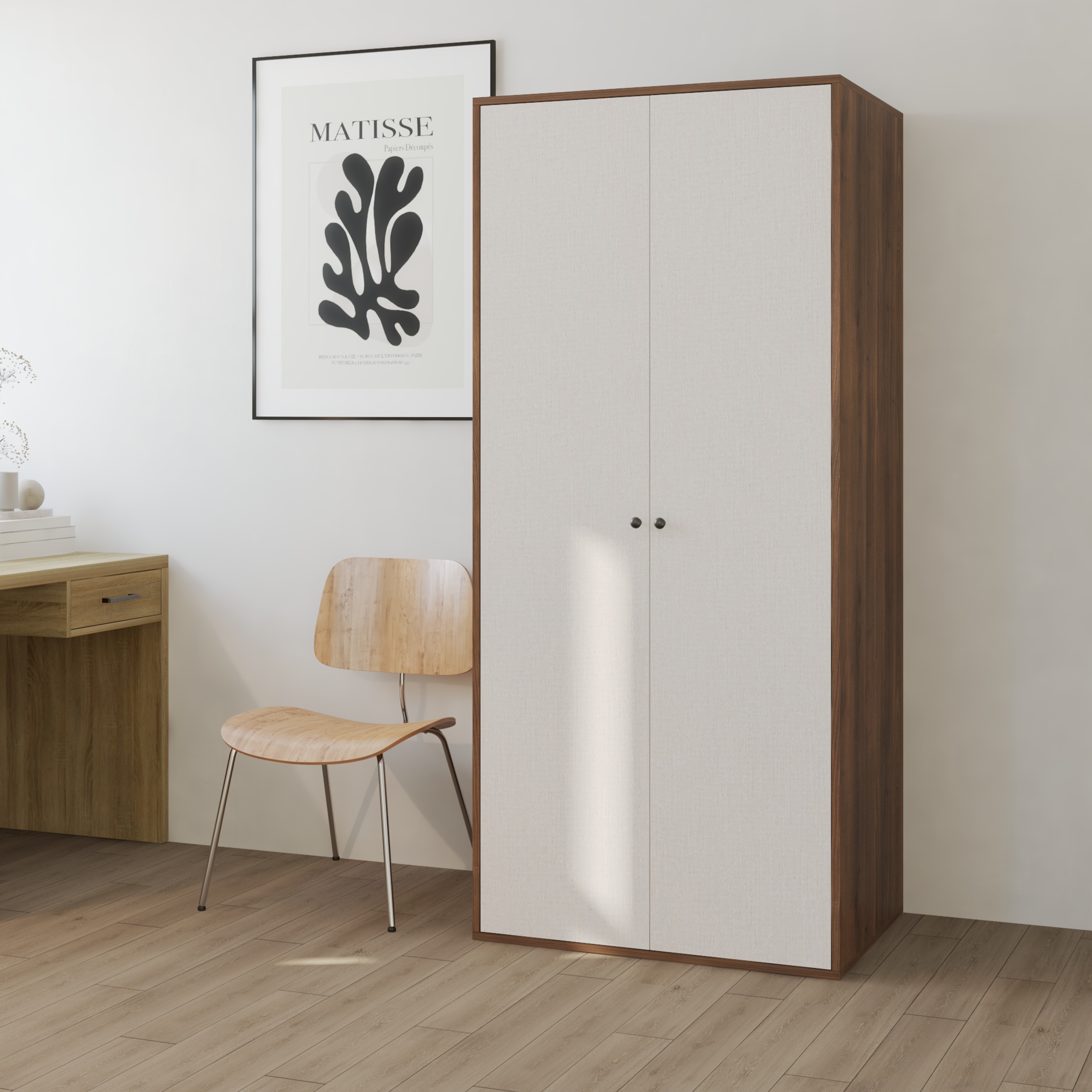 HAPPY FURNITURE , Tủ quần áo 2 cửa mở - LIVIK, TCM_235 , 80cm x 59cm x 180cm DxRxC