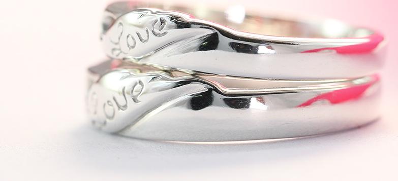 Nhẫn đôi bạc nhẫn cặp bạc chữ love trái tim ghép ND0292