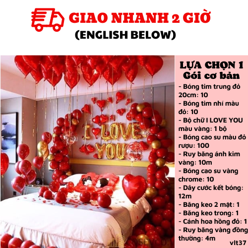 Bộ bong bóng trang trí 14/2 đẹp cho ngày lễ tình nhân vlt37