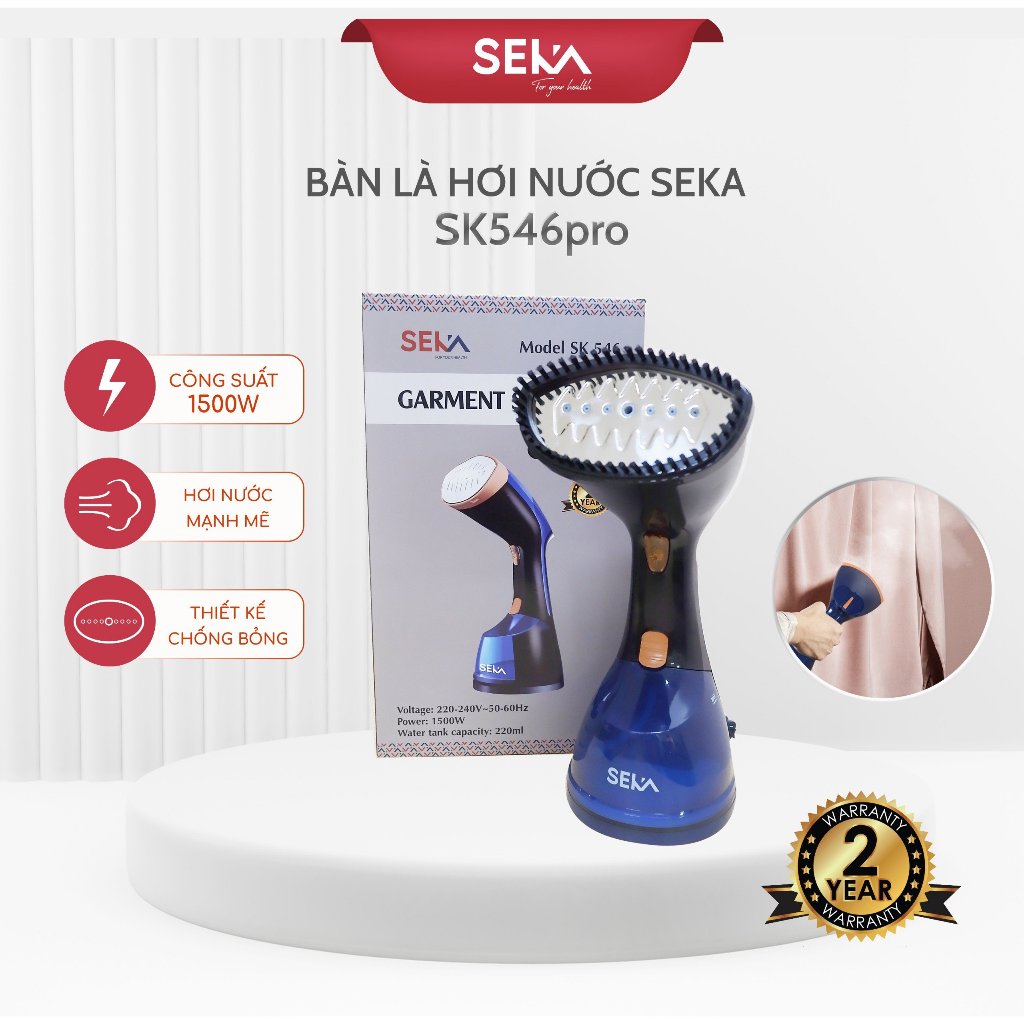 Bàn Là Hơi Nước Cầm Tay SEKA SK546 Pro (Model 2024) 1500W, 220ml, Bàn Là Mini, Bàn ủi Du Lịch - Hàng Chính Hãng