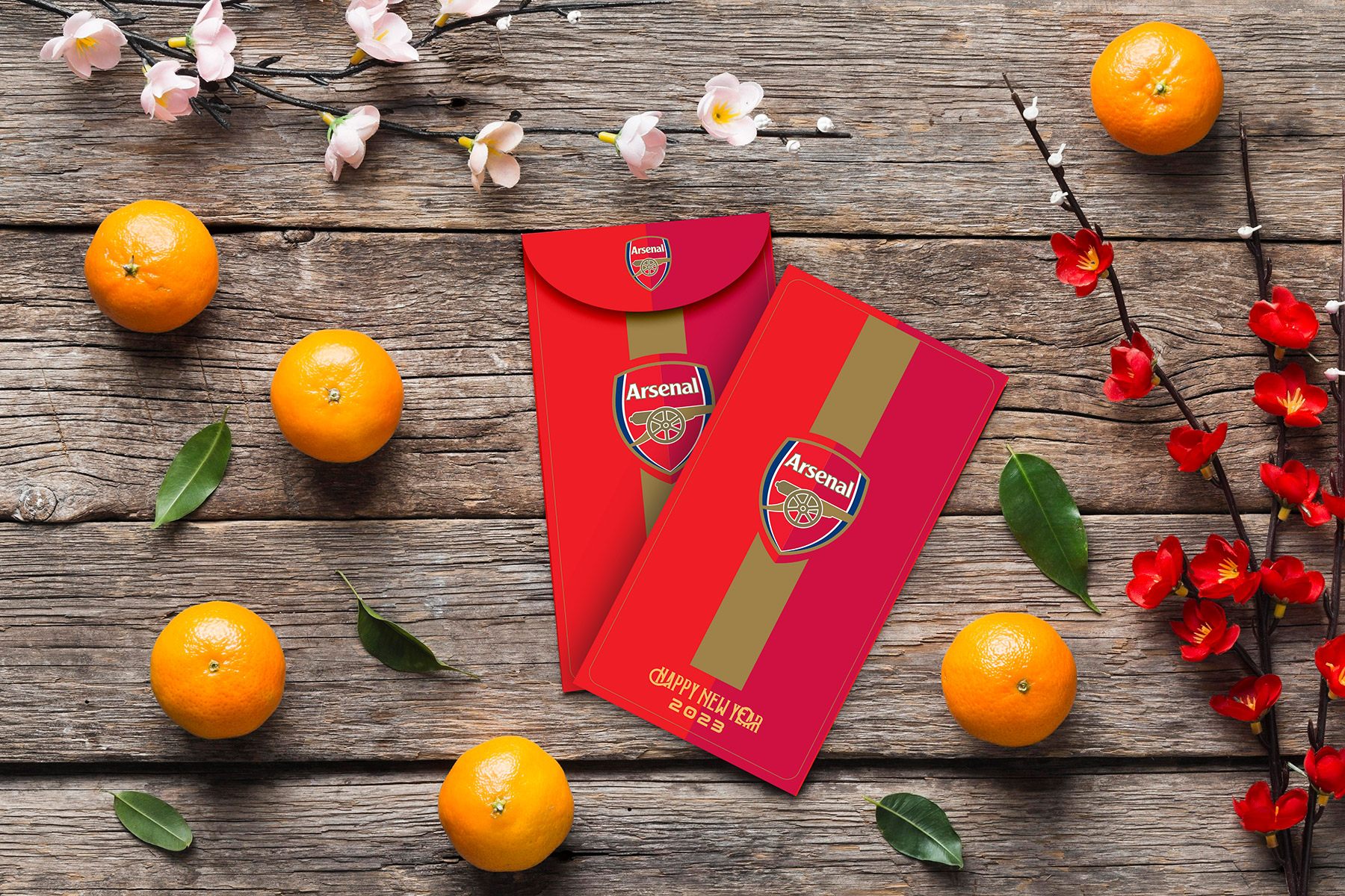 Combo 10 Bao Lì Xì Năm Mới 2023 Quý Mão (FC Arsenal) 8X16cm - May Mắn - Sang Trọng - Siêu Ý Nghĩa