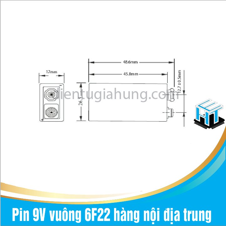 Pin 9V vuông 6F22 hàng nội địa trung chất lượng