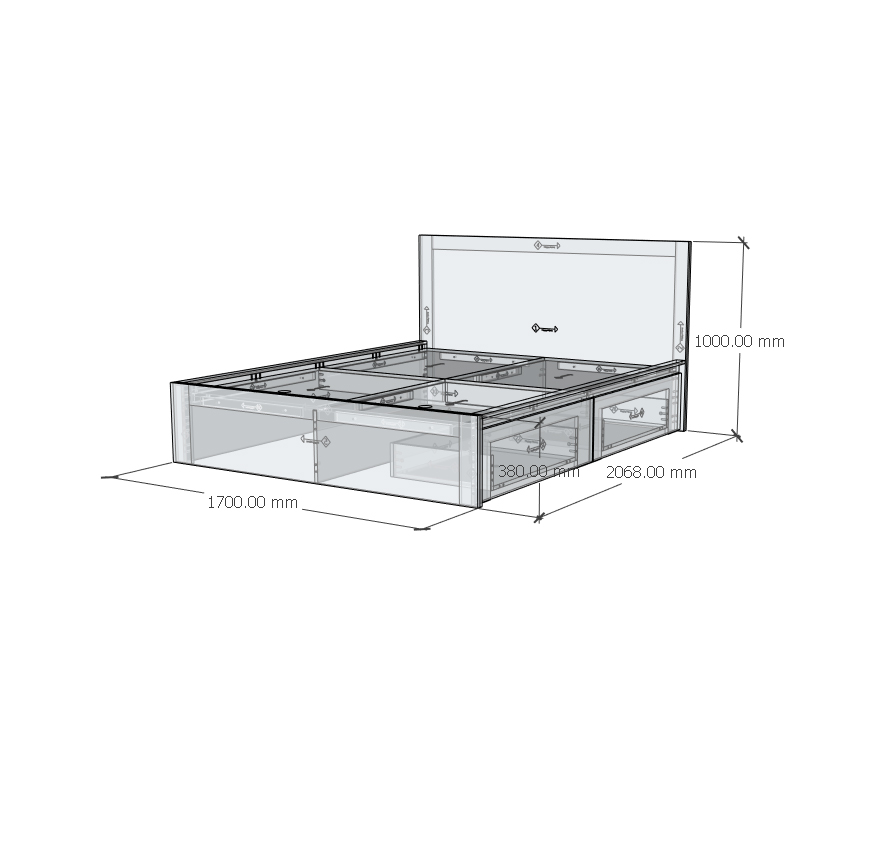 [Happy Home Furniture] DOOBIE, Giường ngủ - 2 hộc tủ kéo ( chống ẩm cao cấp ), GNG_001 , GNG_002 , GNG_003 , GNG_004