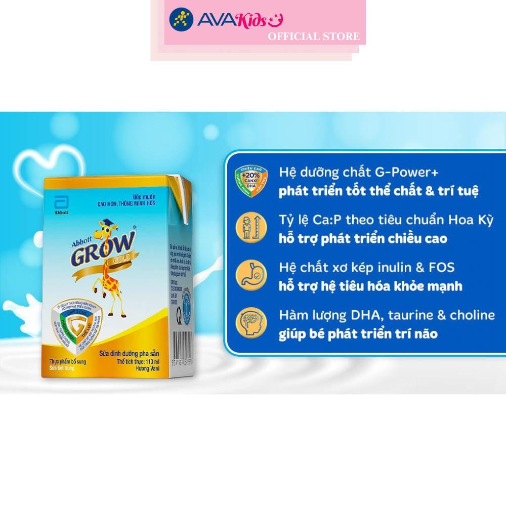 Thùng 48 hộp sữa pha sẵn Abbott Grow Gold hương vani 110 ml (từ 1 tuổi)