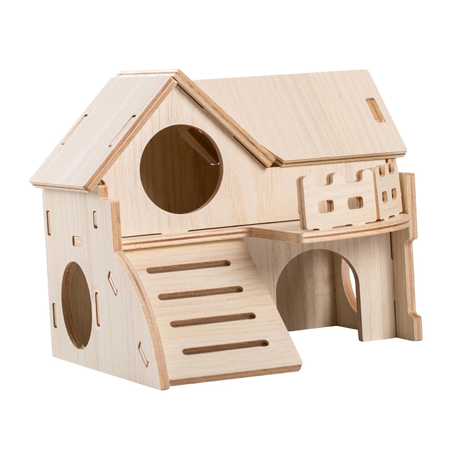 Wooden Hamster House Solid Wood Cage Accessories for Chinchilla Mice Hamster