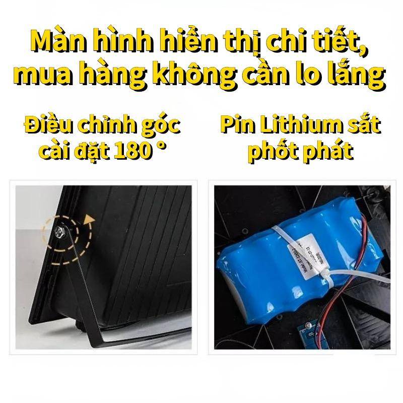 Đèn pha năng lượng mặt trời 500w, 300w, 200w, 100w,  IP67 - Tấm pin rời dây nối 5m và kèm remote điều khiển