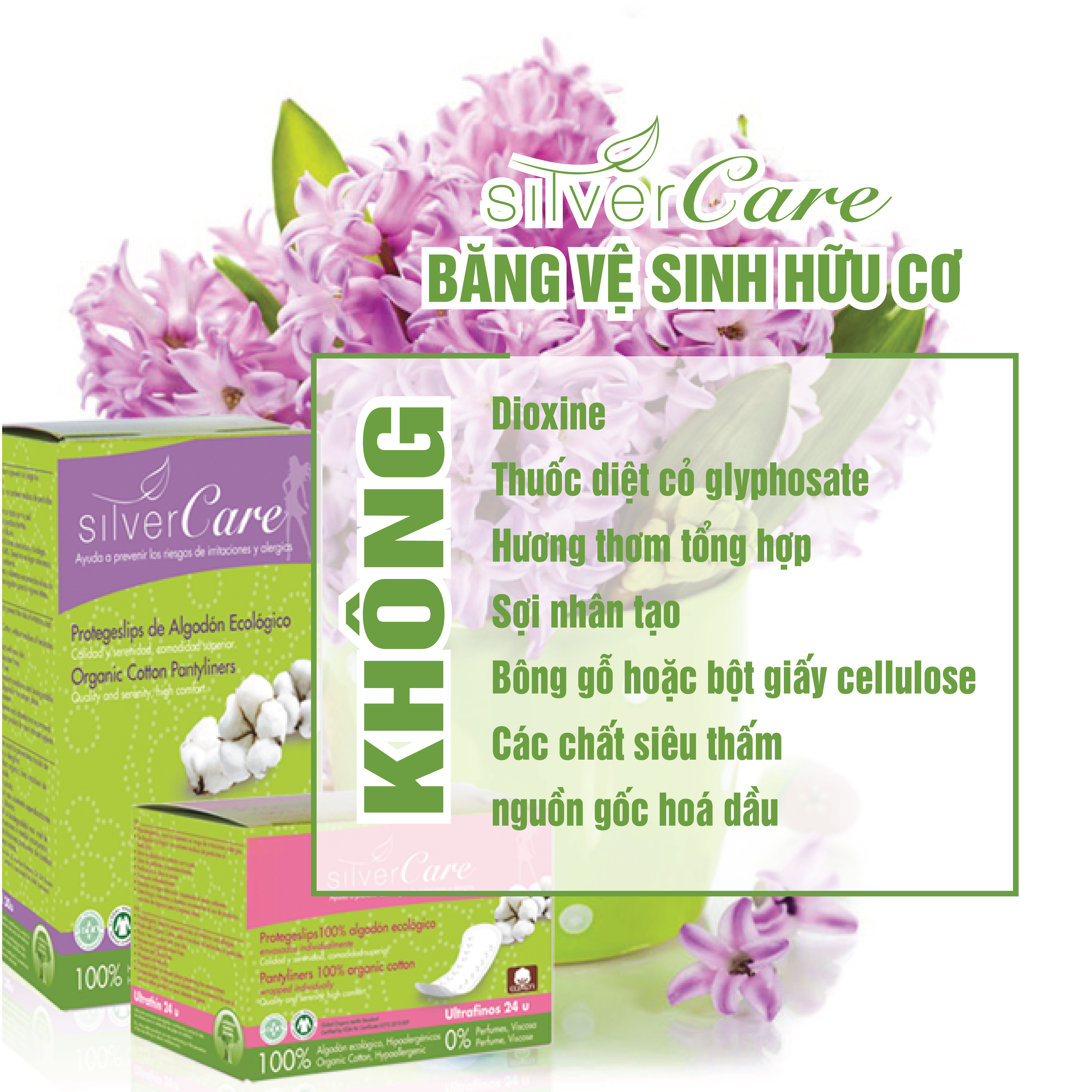 Băng vệ sinh hữu cơ hàng ngày Flex Pantyliner Silvercare (30 miếng)