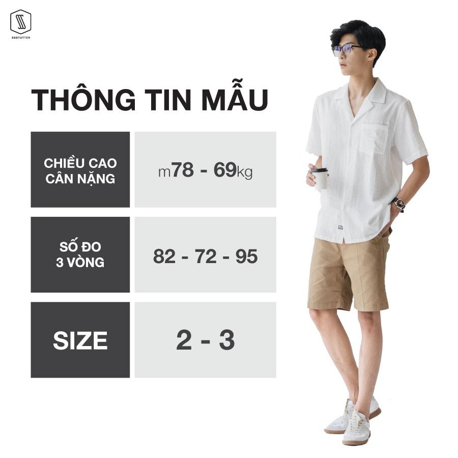 Áo sơ mi nam ngắn tay có túi ngực thêu chữ SSSTUTTER vải linen thoáng mát siêu nhẹ Otc shirt