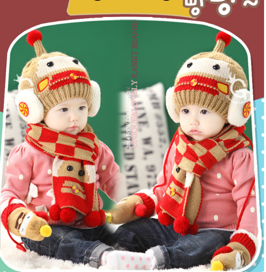 Bộ mũ len kèm khăn hình ô tô cho bé trai và bé gái, sét nón len cho bé yêu