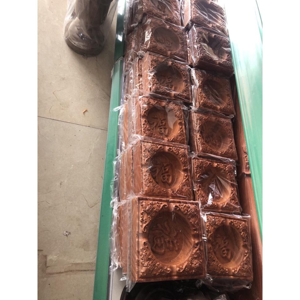 Gạt tàn thuốc gỗ hương nguyên khối tiện vuông chạm chữ phong thủy size to - BẢO HÀNH GỖ 10 NĂM