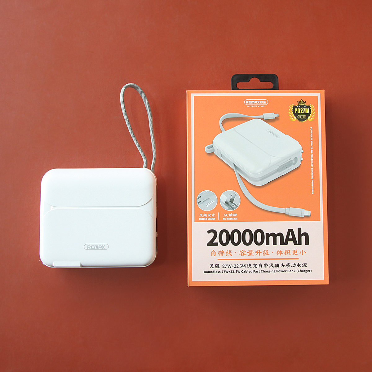 Sạc Dự Phòng Đa Năng 20000mAh Sạc Nhanh 27W Cho 14 Pro Max - Remax RPP-553 Tích Hợp 2 Cáp Sạc Nhanh, Chân Cắm AC và Giá Đỡ Điện Thoại - Hàng Chính Hãng Remax Bảo Hành 12 Tháng Lỗi 1 Đổi 1