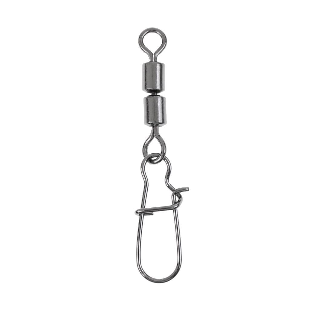 3 Pieces Fishing Bearing Rolling Swivel Metal with Snap Fishhook Fastlock Solid Rings Lure Connector Fish Hook Tackle