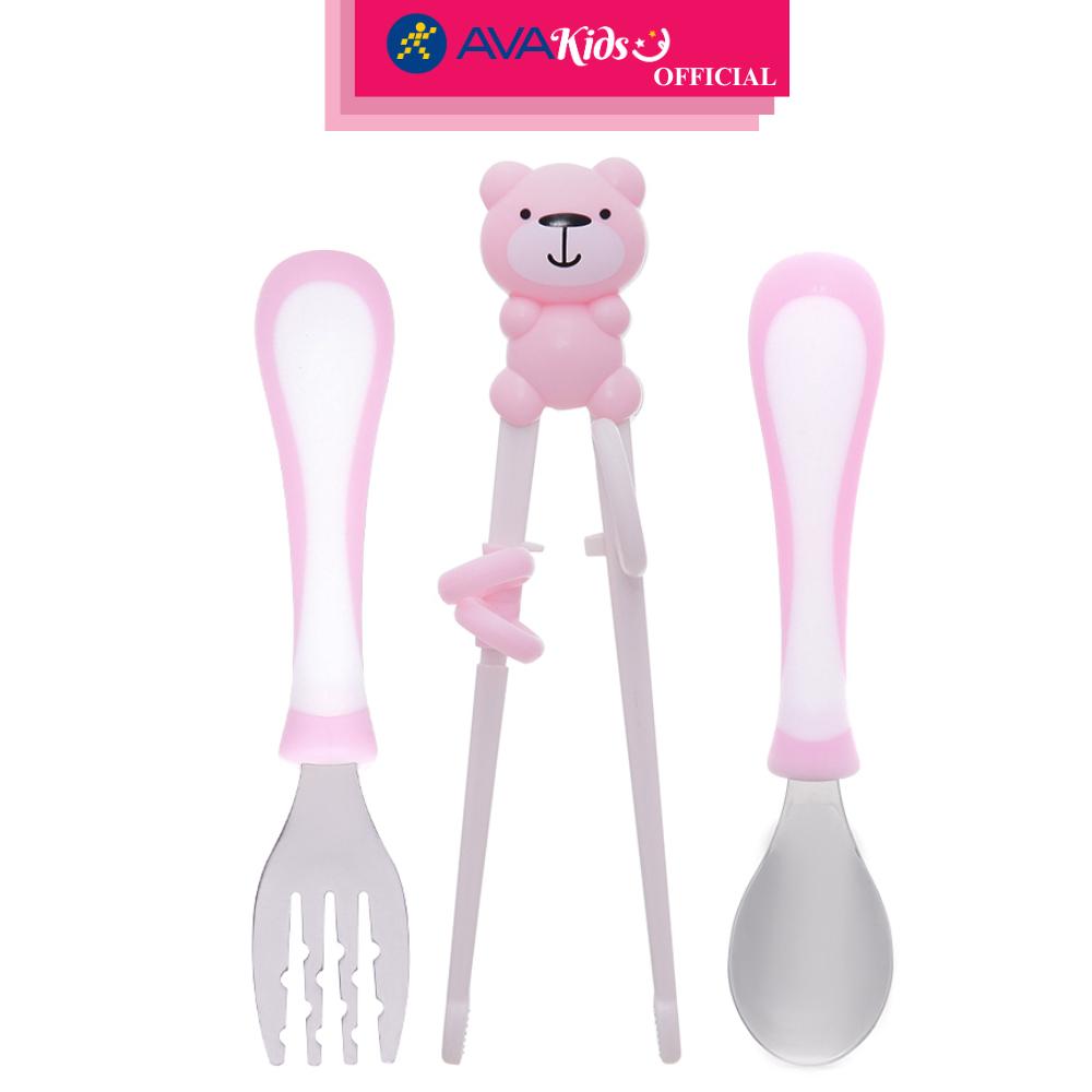 Bộ muỗng nĩa đũa TOP KIDS AC - Màu ngẫu nhiên - Hàng Chính Hãng