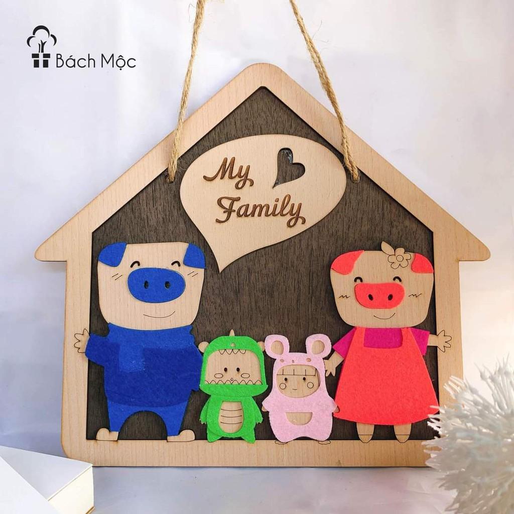 Bảng gỗ decor, bảng gỗ trang trí chủ đề gia đình, Family