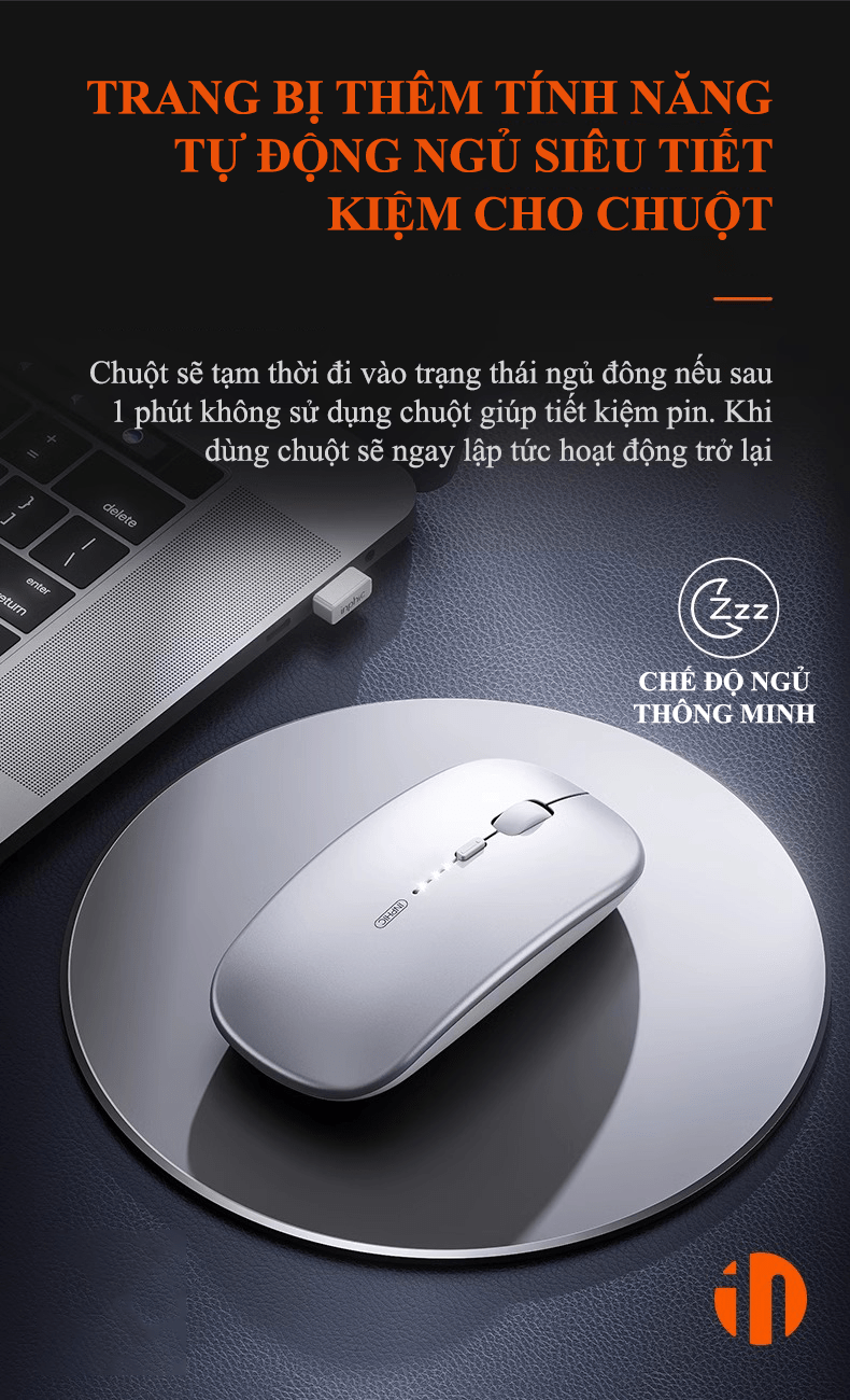 Chuột không dây INPHIC M1PRO với nút nhấn silent không ồn kết nối bằng BLUETOOTH và CHIP USB 2.4G thiết kế siêu mỏng - HN