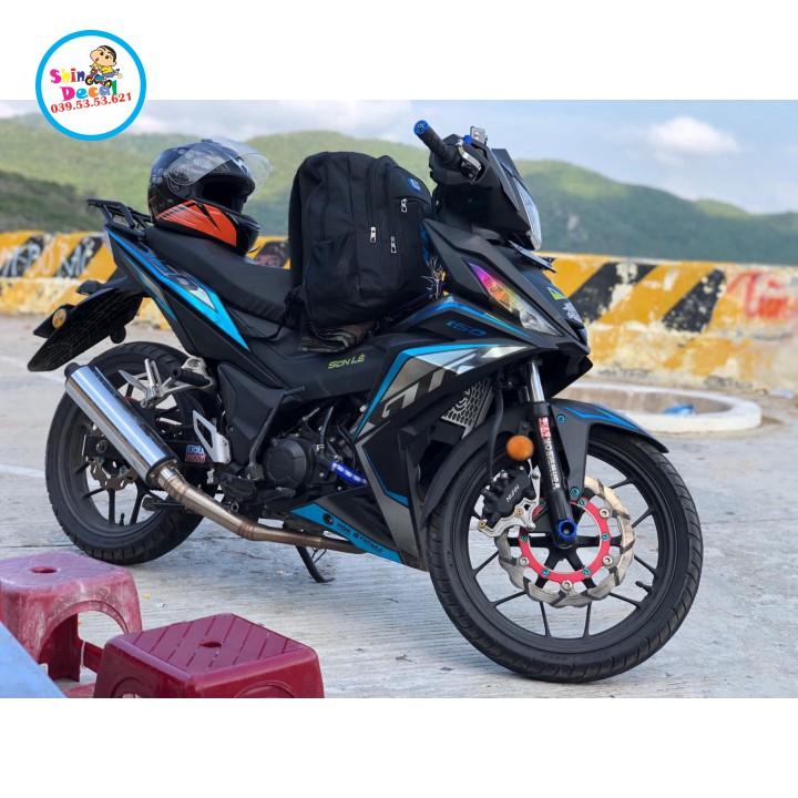 Tem rời winner 150 GTR xanh đen chất liệu CROM