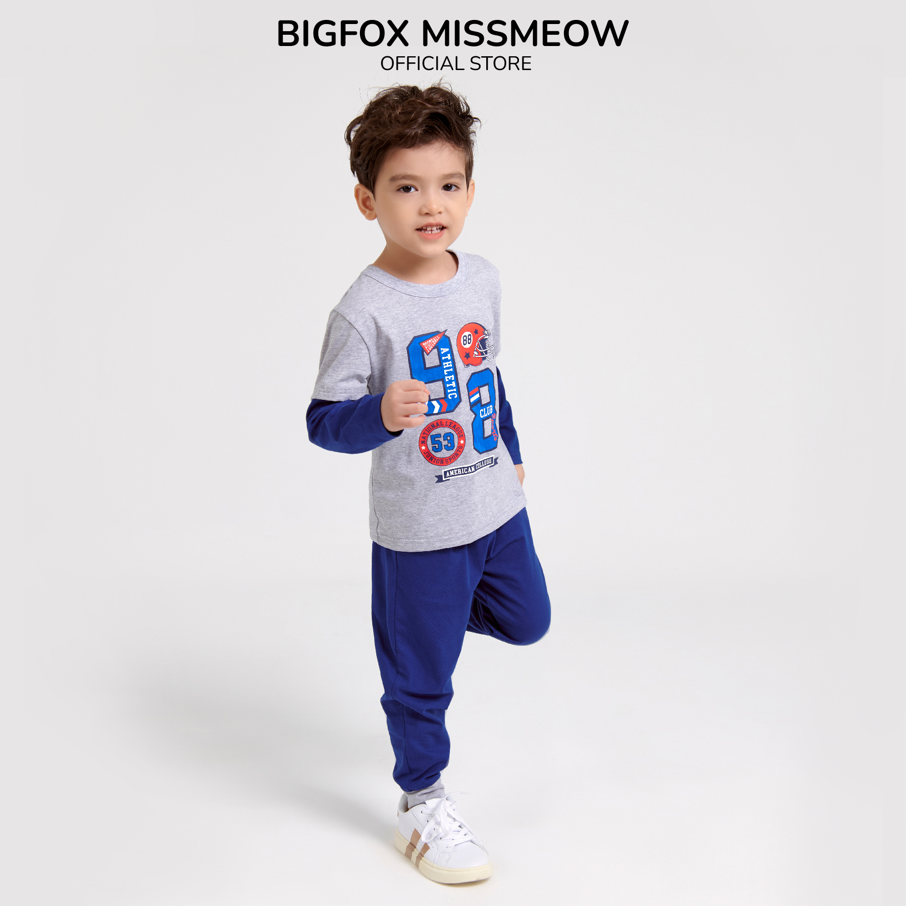 Bộ bé trai BIGFOX - MISS MEOW thu đông, bộ dài tay cho bé phong cách Âu Mỹ hình số 98 10 - 26 kg
