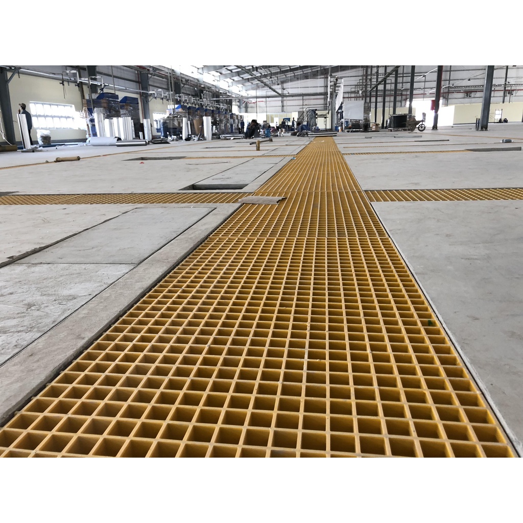 Tấm Sàn Frp Grating Kích Thước 1220 x 2440 x 38mm Chống Trượt Kháng Hóa Chất Độ Bền Cao Và Chi Phí Bảo Trì