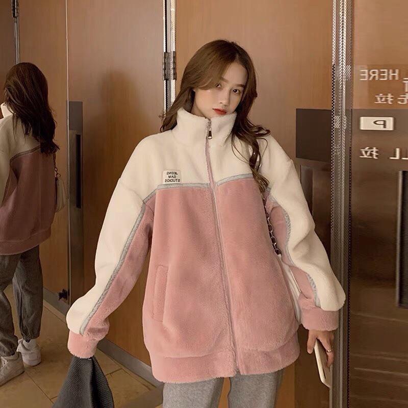 Áo khoác lông cừu Ulzzang dạo phố phong cách cổ cao, Áo lông cừu Unisex Hàn Quốc. METSHOP
