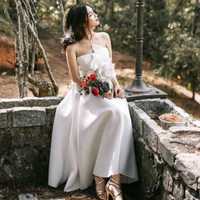 Đầm xoè cúp kết hoa hồng eo SANG TRỌNG - MS71Y- Size M/L đến 57kgMM MM
