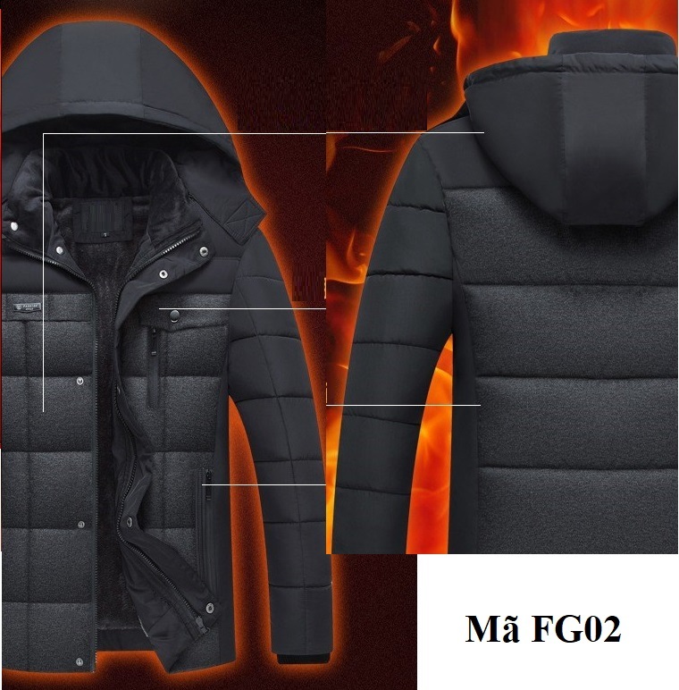 Áo Khoác Phao Lót Lông siêu ấm Form To Cho Người Lớn Tuổi FG02