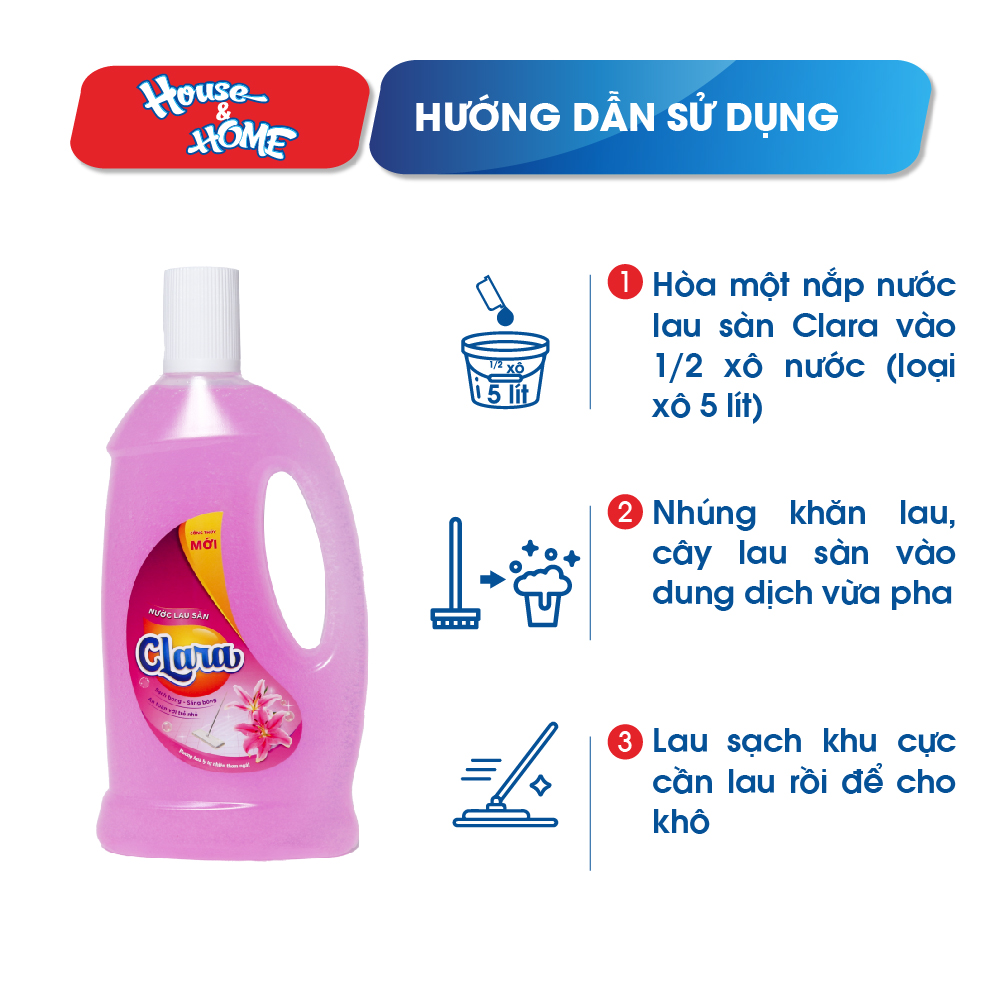 Nước lau sàn Clara hương hoa ly chai 1L