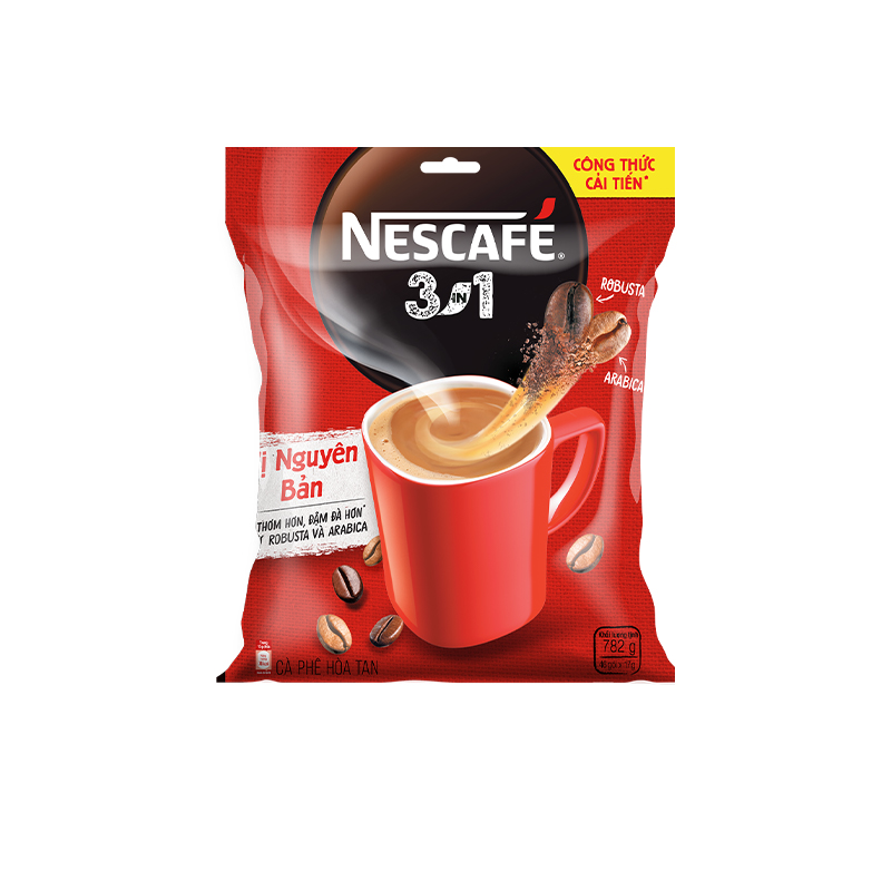 [Tặng Bộ bình lumiarc] Combo 3 Bịch NESCAFE 3IN1 Công thức cải tiến - VỊ NGUYÊN BẢN Bịch 46 gói