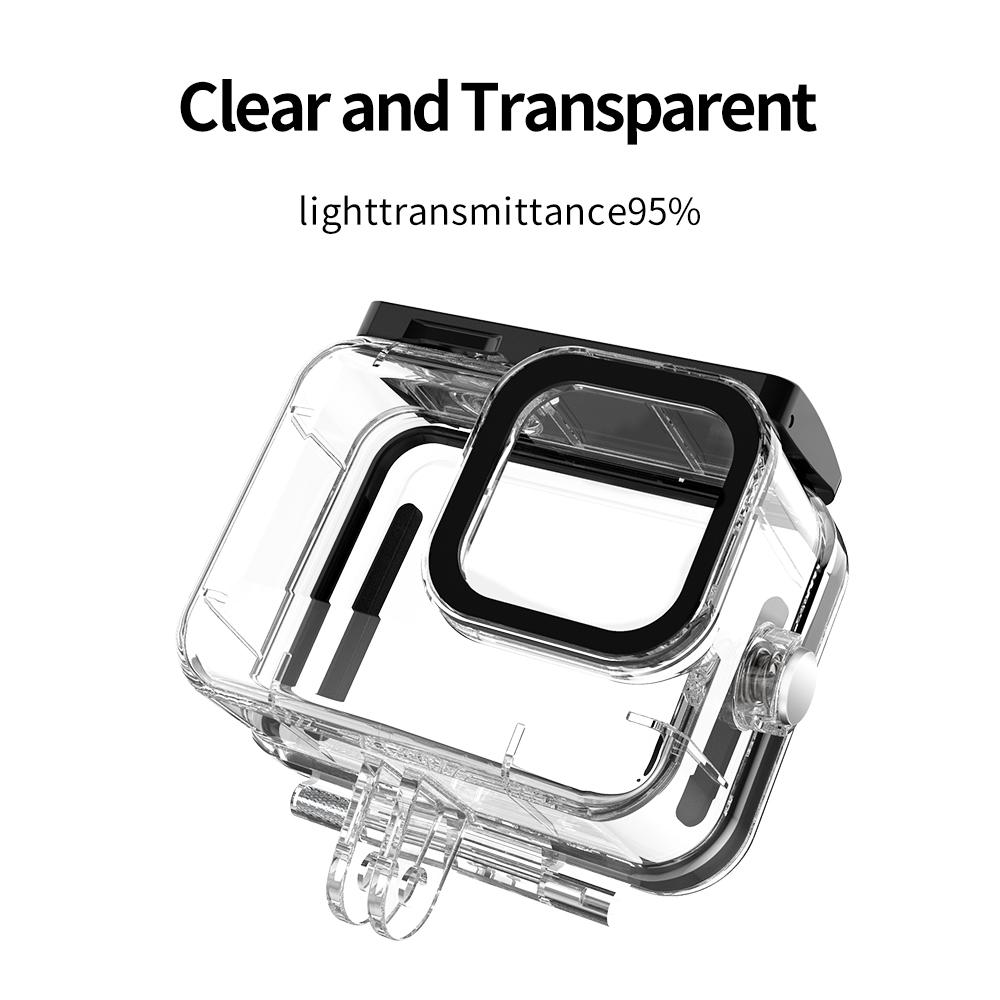 Vỏ không thấm nước Telesin 45m cho GoPro 11 10 9 Lens ummed Lens Lens Lensing Lens Bộ lọc ống kính cho GoPro Hero 9 10 11