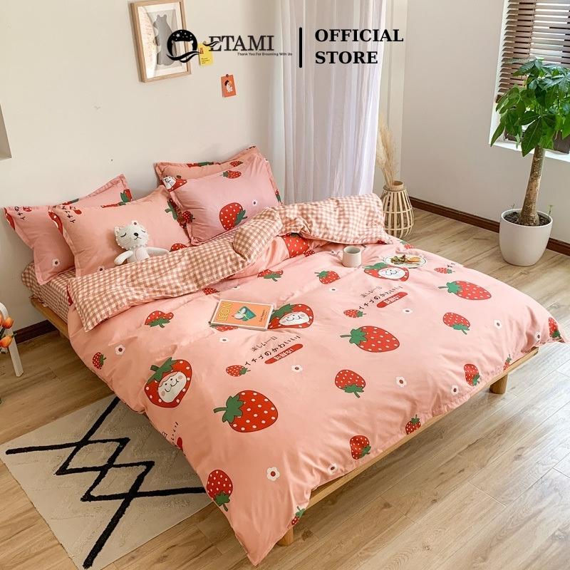 Bộ chăn ga gối đệm cao cấp cotton poly dâu nhật cute miễn phí bo chun drap giường ga trải giường P09
