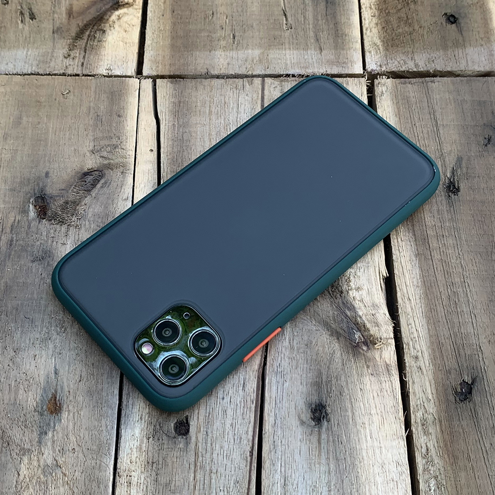 Ốp lưng chống sốc dành cho iPhone 11 Pro Max nút màu cam - Màu xanh đậm