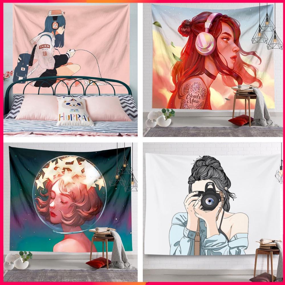 Thảm Treo Tường, Decor phòng ngủ, vải treo tường vintage