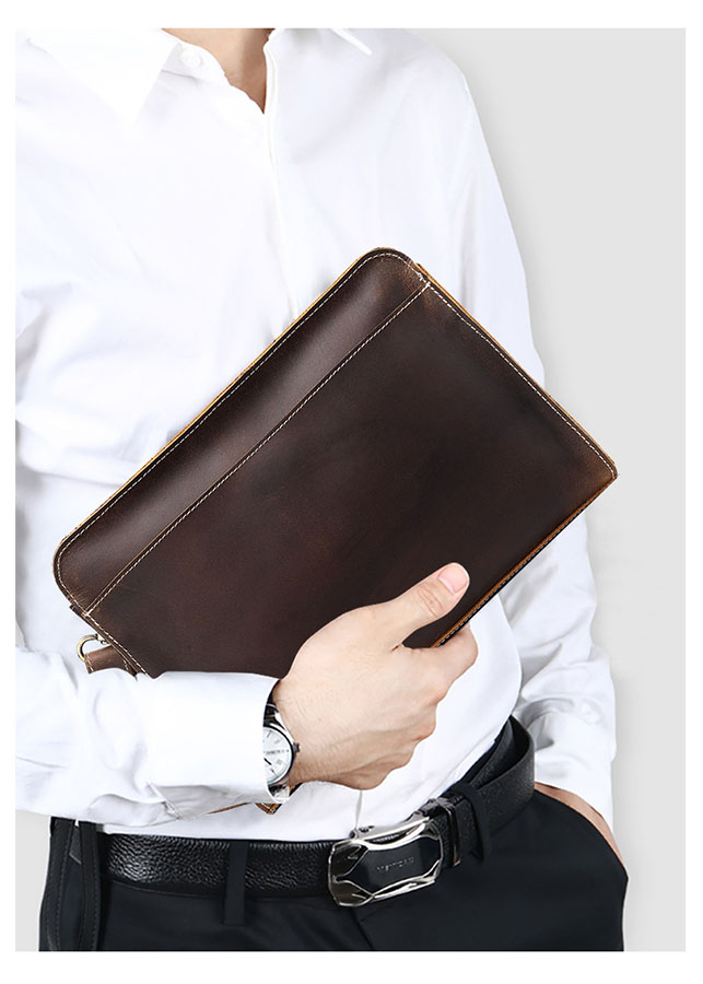 Clutch cầm tay nam da bò sáp thô nguyên tấm BHM2753